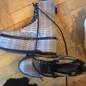 R13 GLEN PLAID PLATFORM BOOTS